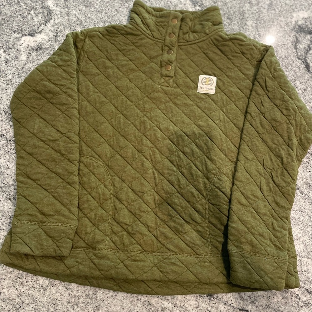 TechStyles | Women XL | Quilted | Pullover | 1/4 Snap | Pockets | Collar | Olive